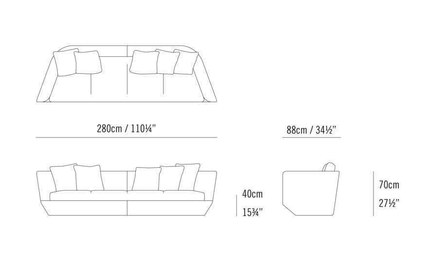 aura 280 four seat sofa