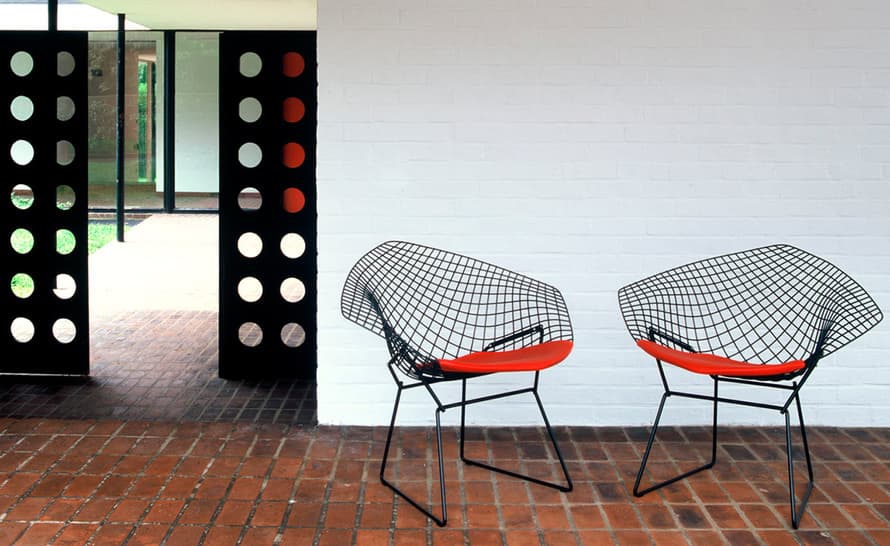 bertoia small diamond chair with seat cushion