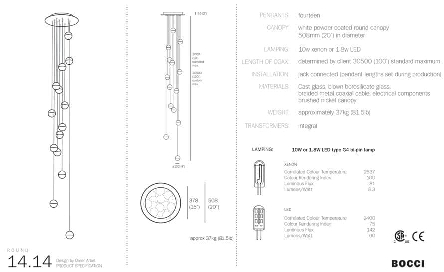 bocci 14.14 fourteen pendant chandelier
