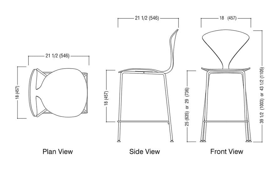 cherner metal leg stool