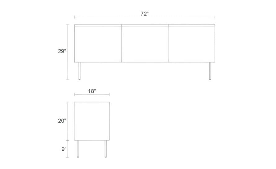 clad 3 door credenza
