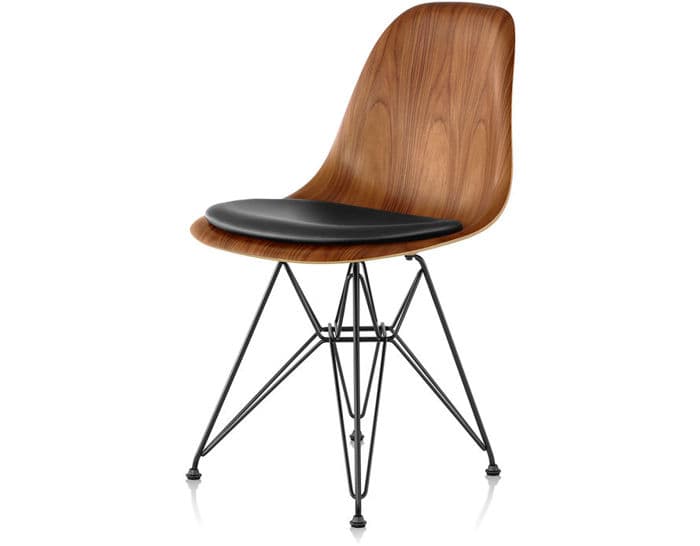 eames&reg; wire base wood side chair with seat pad