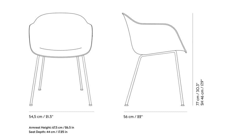 fiber armchair with tube base