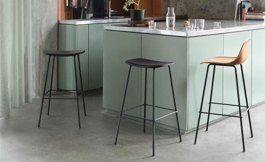 fiber stool with backrest and tube base