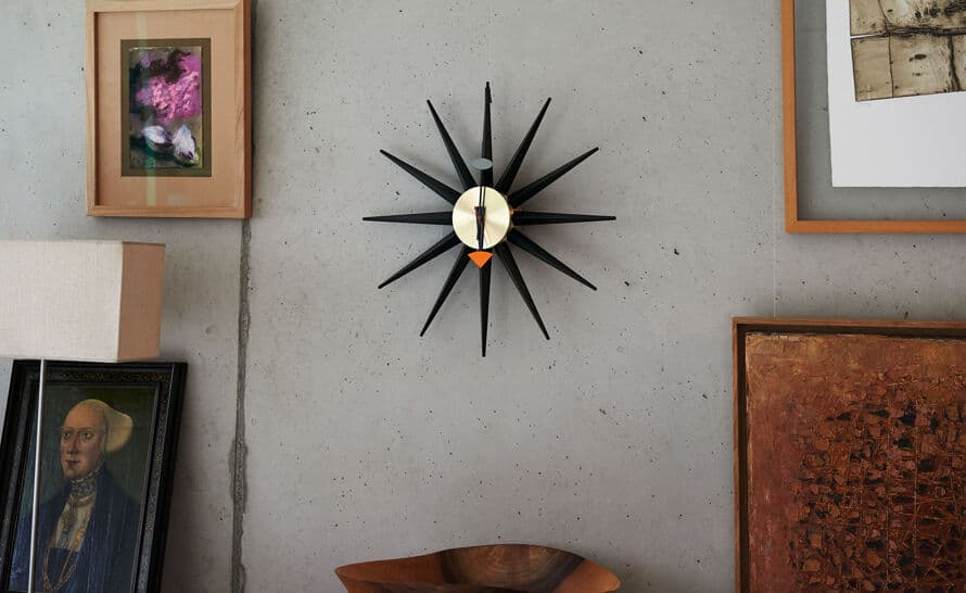 george nelson sunburst clock walnut
