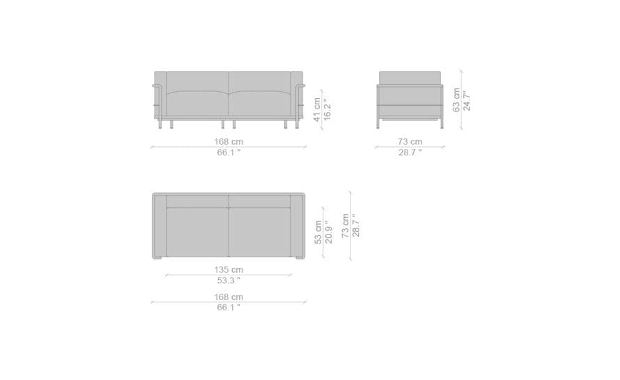 le corbusier lc3 two seat sofa with down cushions