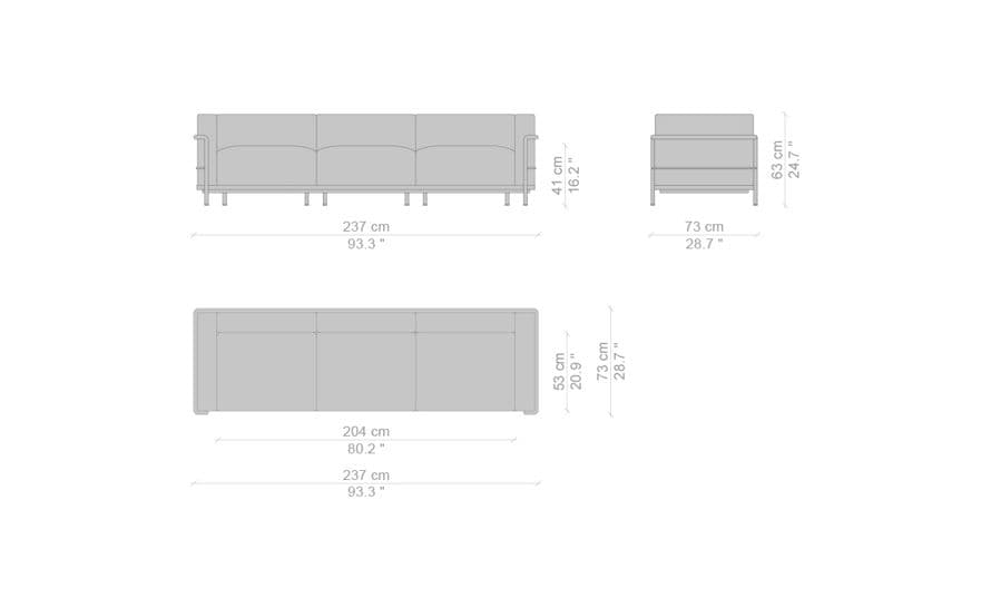 le corbusier lc3 three seat sofa