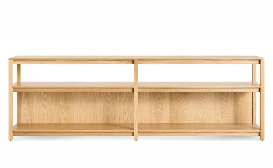 open plan long and low bookcase
