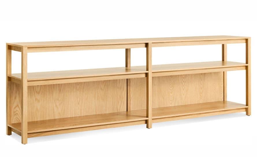 open plan long and low bookcase