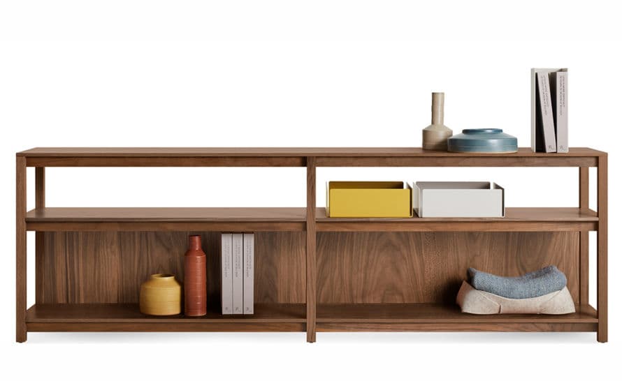 open plan long and low bookcase