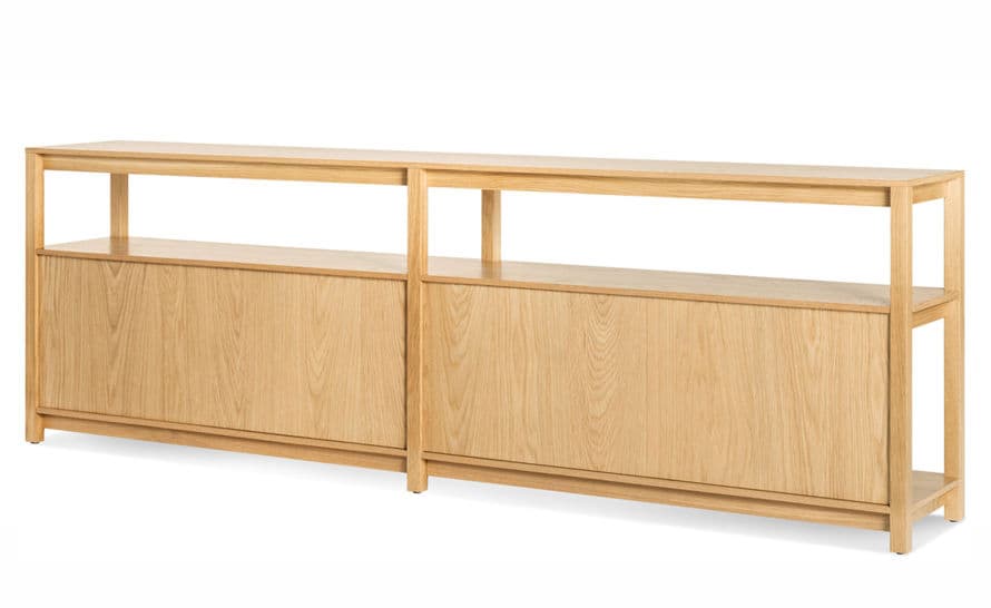 open plan long and low bookcase