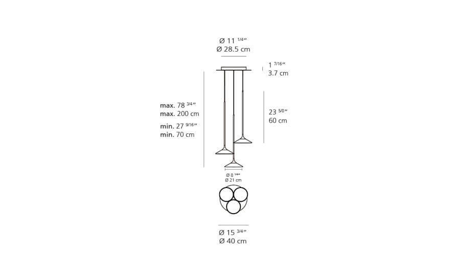 orsa three light chandelier