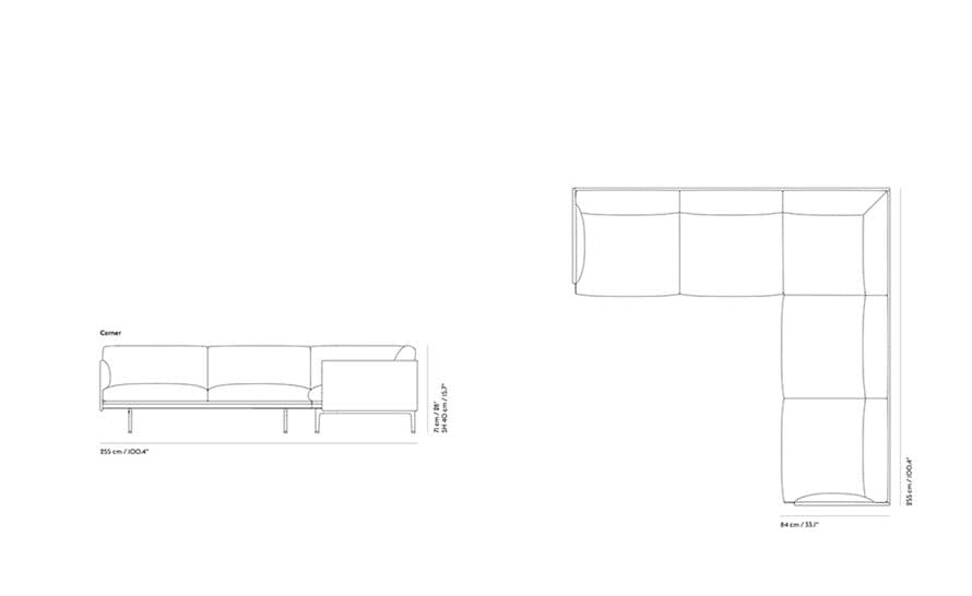 outline corner sofa