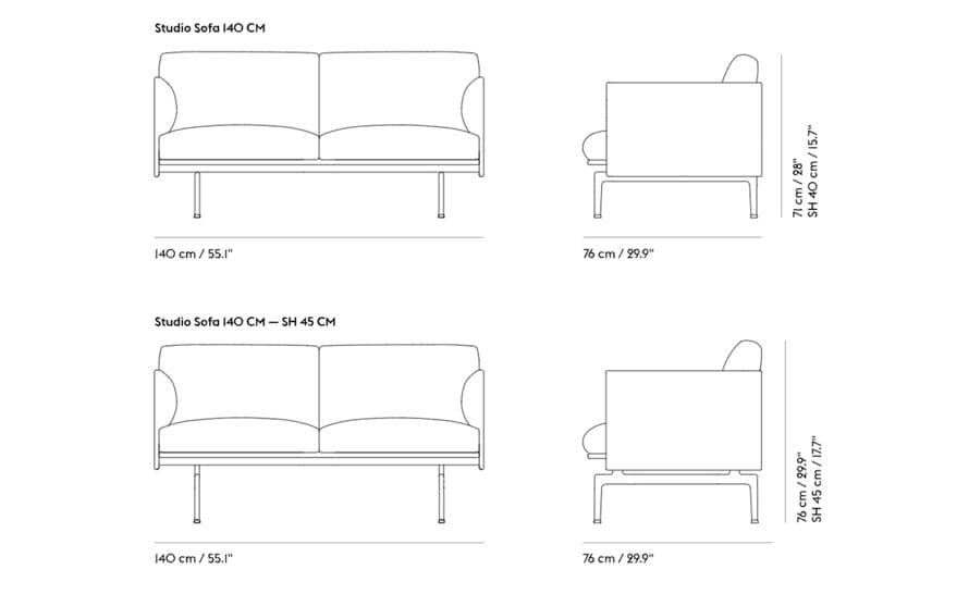 outline studio 55" sofa