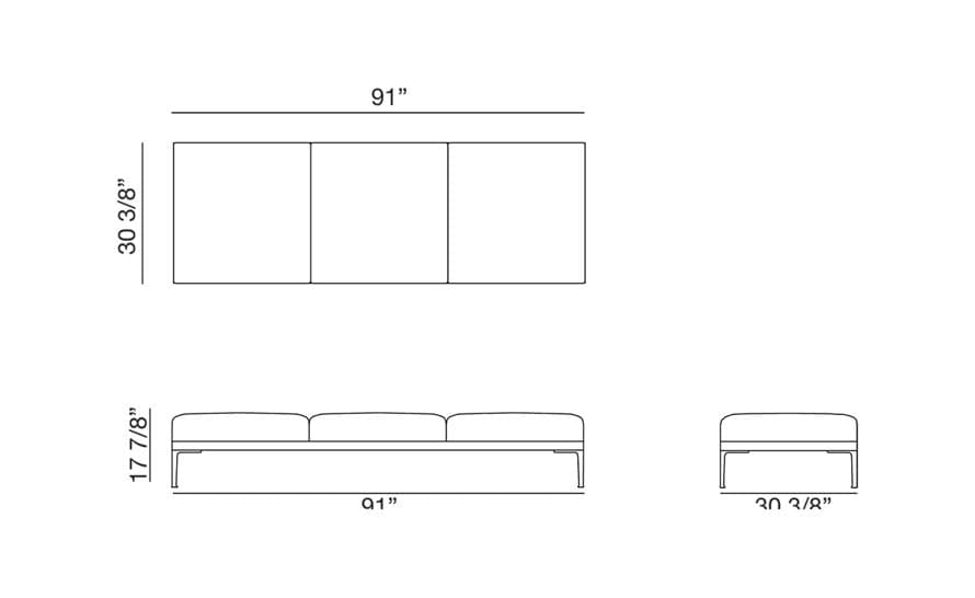 steeve three seat bench