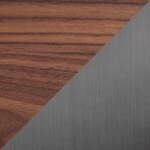 21" diameter / walnut top - 870 finish / brushed graphite base