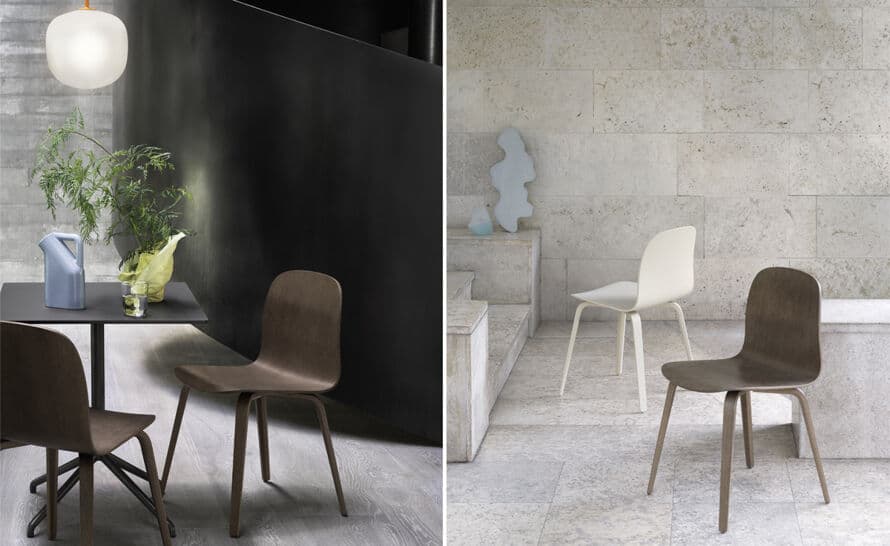 visu chair with wood base