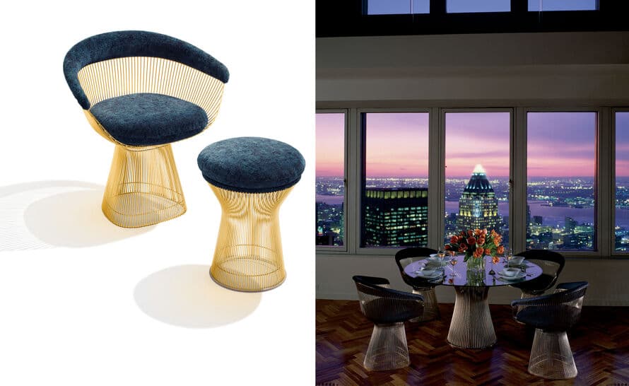 platner gold plated arm chair