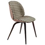 beetle front upholstered dining chair with wood base