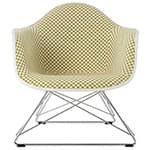 eames upholstered armchair with low wire base