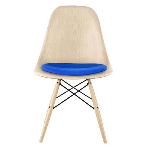 eames dowel base wood side chair with seat pad by Eames for Herman Miller